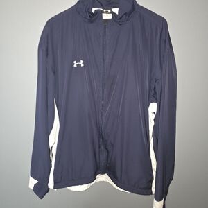Under Armour Navy and White Full-Zip Athletic Jacket